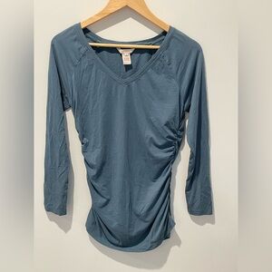 Sundance Blue V-Neck Long Sleeve Ruched Side Top T-Shirt Small‎